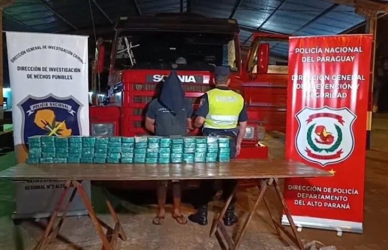 Interceptan Camión que transportaba 82 kilos de pasta base de cocaína